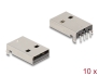 66757 Delock Conector THT USB 2.0 Tip-A mamă cu 4 pini pentru montare prin orificiu înclinat la 90° 10 bucăți