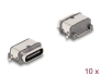 66945 Delock USB 5 Gbps USB Type-C™ conector SMD mamă cu 6 pini cu două urechi metalice pentru montare prin lipire rezistent la apă 10 bucăți