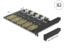 90435 Delock PCI Express x16-kártya > 5 x belső M.2 aljzat B nyílással / SATA