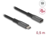 80021 Delock Cable de extensión USB 10 Gbps USB Type-C™ macho a hembra PD 3.0 100 W 0,5 m gris metal