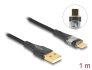 80760 Delock USB 2.0 kábel A-típusú apa - USB Type-C™ apa gyors töltővel 60 W áttetsző 1 m