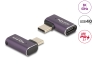60287 Delock USB Adaptateur 40 Gbps USB Type-C™ PD 3.1 240 W mâle à femelle coudé vers la gauche / droite 8K 60 Hz métallique