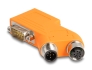 60667 Delock D-Sub 9 Stecker und Buchse zu M12 Stecker und Buchse 5 pin A-kodiert CAN Bus Verteiler 35° orange