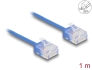 80796 Delock Síťový kabel rozhraní RJ45 Cat.6, UTP Ultra Slim, 0,3 m, modrý s krátkými zástrčkami
