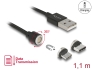 85723 Delock Câble magnétique de données et de chargement USB pour Micro USB / USB Type-C™ noir 1,1 m