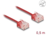 80801 Delock Síťový kabel rozhraní RJ45 Cat.6, UTP Ultra Slim, 0,3 m, červená s krátkými zástrčkami