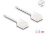 80773 Delock Síťový kabel rozhraní RJ45 Cat.6, UTP Ultra Slim, 0,3 m, bílá s krátkými zástrčkami