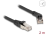 80490 Delock RJ45 Network Cable Cat.6A S/FTP plug 45° right angled to plug straight 2 m black