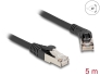 80499 Delock RJ45 Network Cable Cat.6A S/FTP plug 45° right angled to plug straight 5 m black