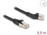 80598 Delock RJ45 Network Cable Cat.6A S/FTP plug 45° left angled to plug straight 0.5 m black