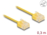 80859 Delock Síťový kabel rozhraní RJ45 Cat.6, UTP Ultra Slim, 0,3 m, žlutá s krátkými zástrčkami