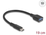 67179 Delock Adaptér USB 10 Gbps, ze zástrčky USB Type-C™ na zásuvku Typ-A, délky 19 cm 60 W QC 3.0 černá