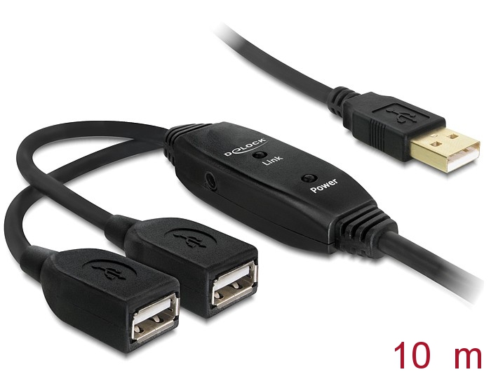 Delock Produkte 82960 Delock Verlängerungskabel USB 2.0 > 2 x USB Buchse,  aktiv 10 m