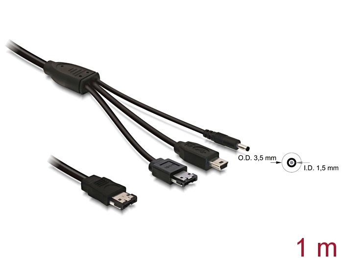 Delock Products 84430 Delock Cable eSATAp 12V > eSATA/USB-B/MD6 1m