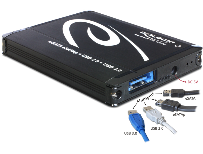 Delock Products Delock External mSATA SSD > Multiport USB 3.0 + eSATAp