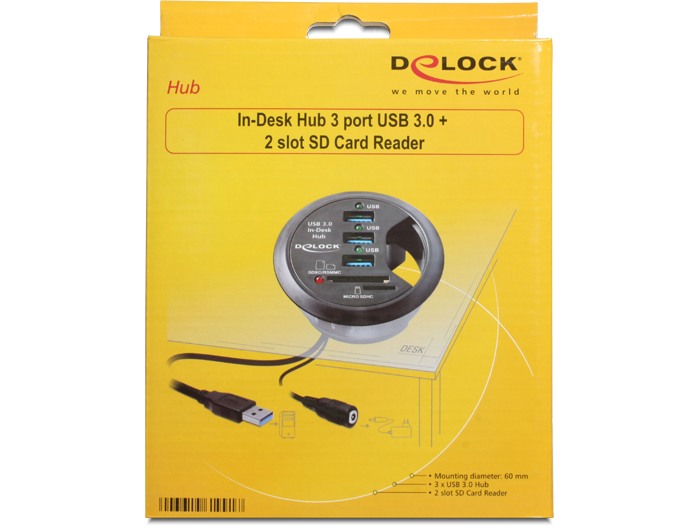 Delock Products 61991 Delock In Desk Hub 3 Port Usb 3 0 2 Slot