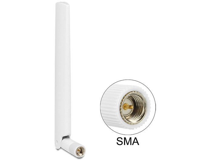 toetje borst vastleggen Delock Products 88790 Delock LTE Antenne SMA plug 1 - 2,5 dBi  omnidirectional with flexible joint white