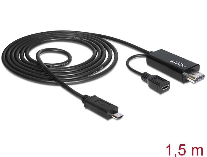 Delock Products 83240 Delock Cable 11 pin male (Samsung S3, S4, S5) > High Speed HDMI male + USB-micro B female 1.5 m