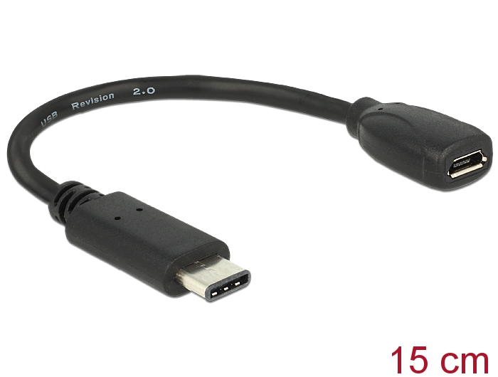 Verkoper Groot Ijzig Delock Products 65578 Delock Adapter cable USB Type-C™ 2.0 male > USB 2.0  type Micro-B female 15 cm black