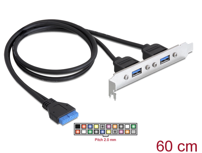 Delock Products 61896 Delock USB 3.0 Front Panel 2 Port with internal 19  Pin USB 3.0 Pin Header