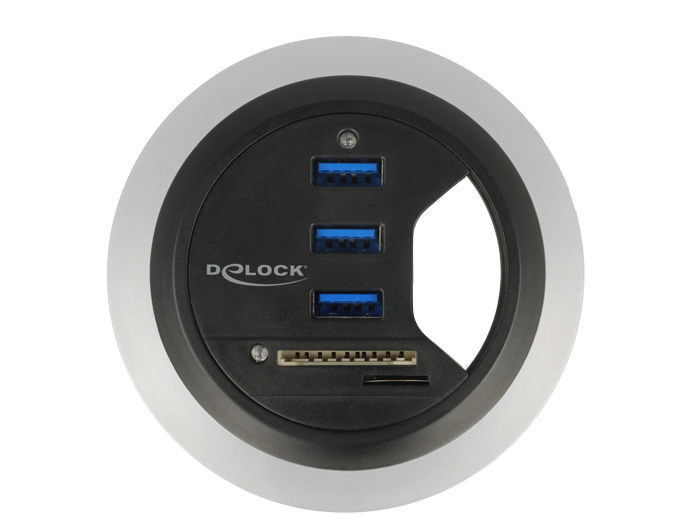Lecteur de carte USB 3.0 tout-en-un + hub USB 3.0 à 3 ports Delock