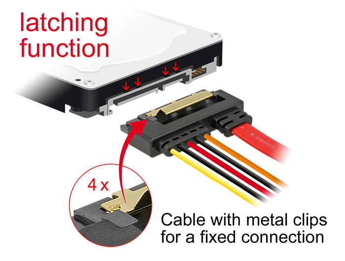 Delock Products 83972 Delock SATA 6 Gb/s Cable straight to upwards angled  20 cm red