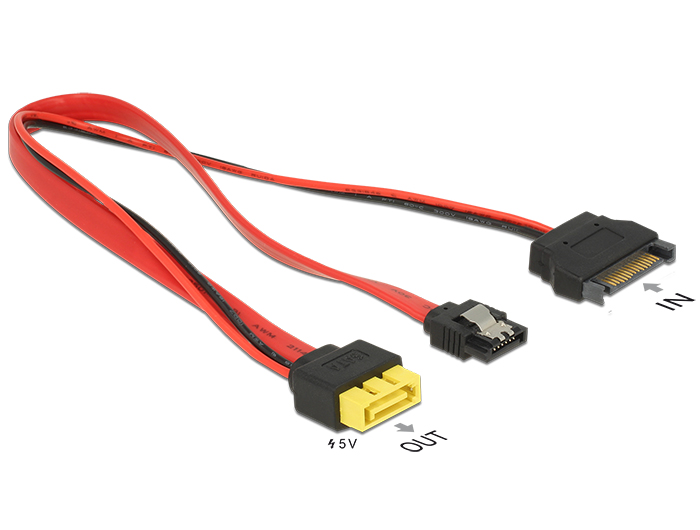 Delock Products 84848 Delock Cable SATA 6 Gb/s 7 pin receptacle + Micro Fit  3.0 4 pin power plug > Slim SATA 13 pin receptacle 30 cm