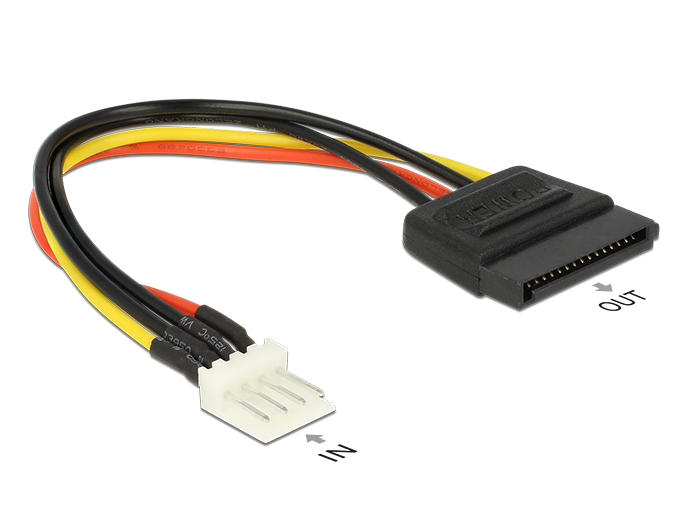 Delock Products 83918 Delock Power Cable SATA 15 pin receptacle > 4 pin  floppy male 15 cm