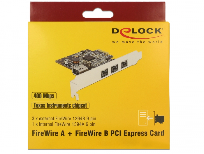 Carte Adaptateur PCI vers 4 Ports FireWire400 1394a 6 Broches