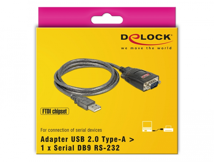Delock 61364 Adapter USB 2.0 Type-A > 1 x Serial RS-232