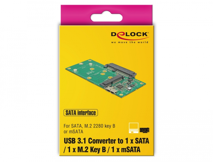 Delock Platine adaptatrice M.2 SATA – M.2 Clé-B SATA SSD