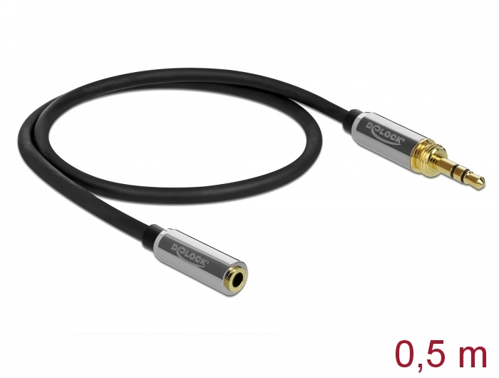 Delock Products 85779 Delock Stereo Jack Extension Cable 3.5 mm 3 pin male  to female with 6.35 mm screw adapter 0.5 m