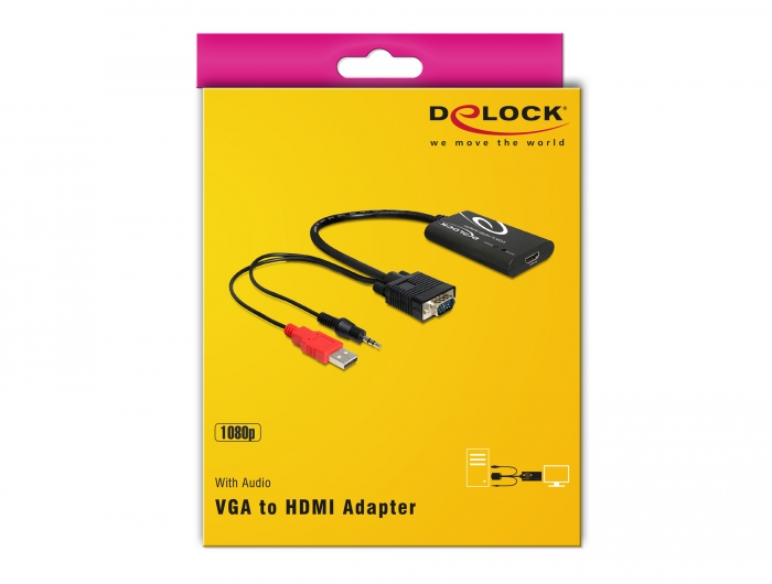 Delock Produits 62668 Delock Adaptateur VGA vers HDMI avec audio noir
