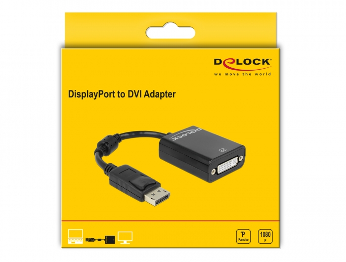 DElock Adapter DisplayPort 1.1 to DVI 20pin male to DVI 24+5 Female sealed 