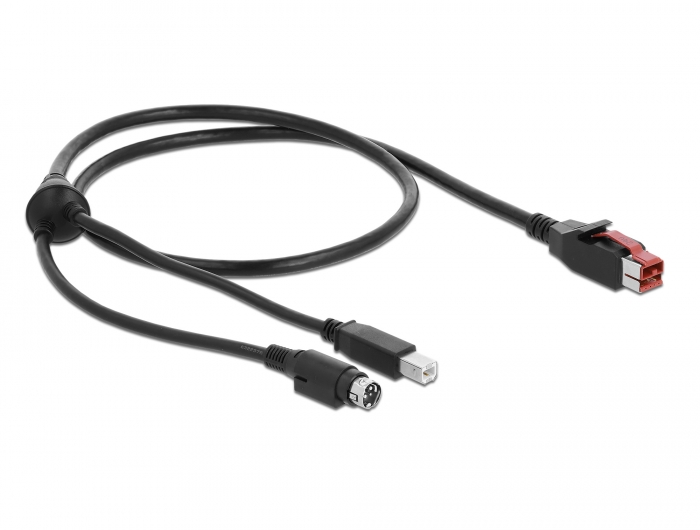 Delock Products 85487 Delock PoweredUSB kabel muški 24 V > USB Tip-B muški  + Hosiden Mini-DIN 3-pinski muški 1 m za POS pisače i stezaljke