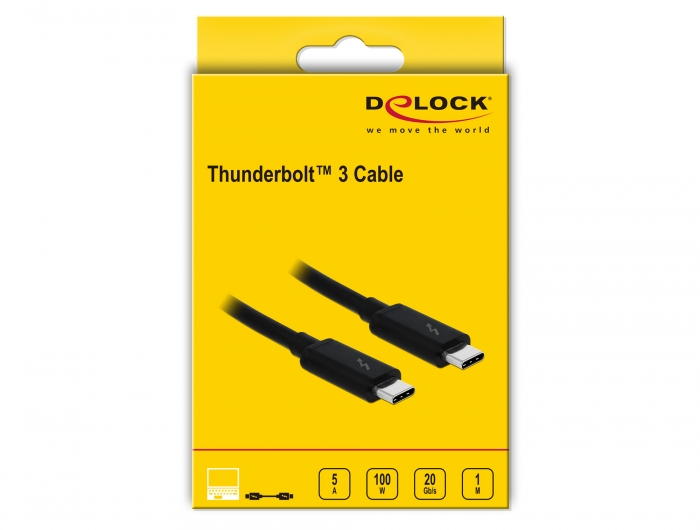 Dicteren strategie Voorbeeld Delock Products 84845 Delock Thunderbolt™ 3 (20 Gb/s) USB-C™ cable male >  male passive 1.0 m 5 A black