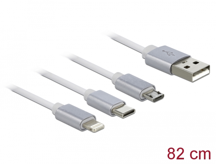 Câble de charge rétractable 3 en 1 - iPhone Lightning / USB-C / Micro-USB