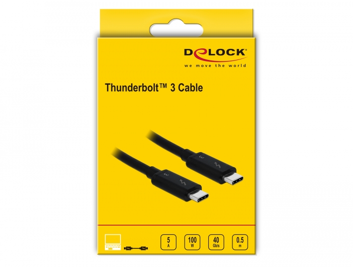 ubrugt fritaget romantisk Delock Products 84844 Delock Thunderbolt™ 3 (40 Gb/s) USB-C™ cable male >  male passive 0.5 m 5 A black