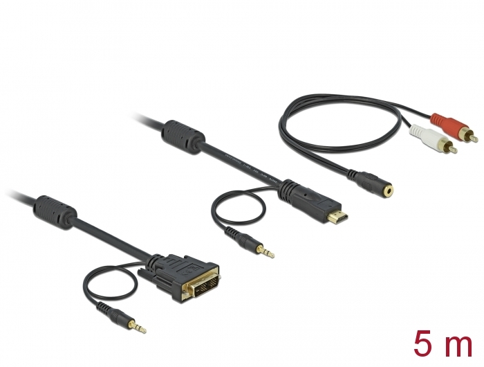 Delock Products 84457 Delock Cable DVI - HDMI + Sound male-male 5 m