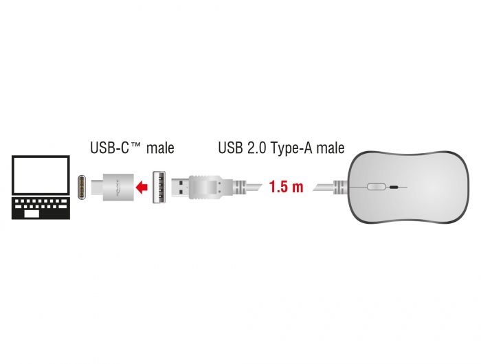 Delock Produits 12526 Delock USB Type-C™ Souris optique mini sans fil de  2,4 GHz à 3 boutons