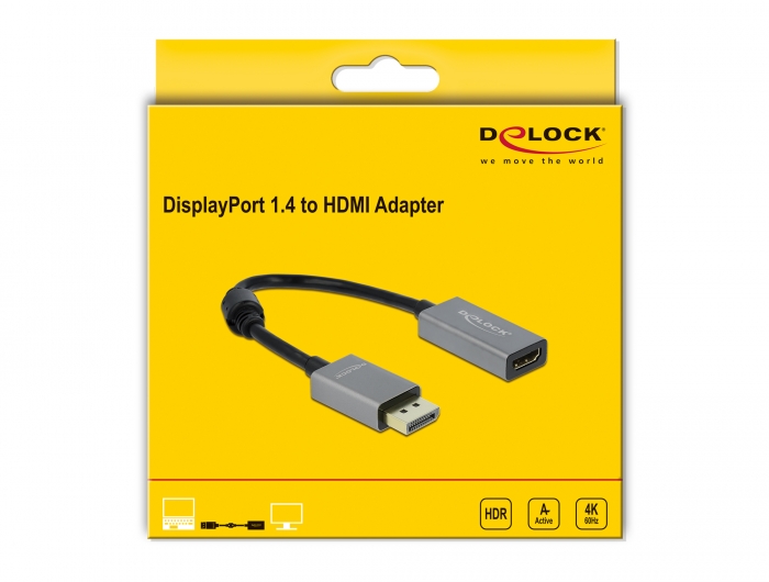 træfning Victor wafer Delock Products 66436 Delock Active DisplayPort 1.4 to HDMI Adapter 4K 60  Hz (HDR)