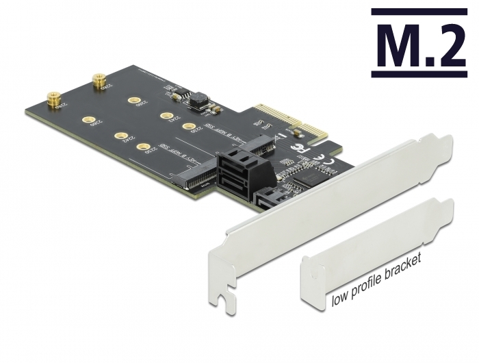Delock 3 Port SATA und 2 Slot M.2 Key B PCI Express x4 Karte Low Profile
