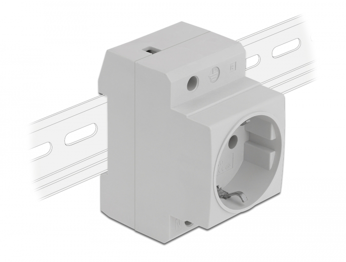 Delock Products 11472 Delock Power Socket with a Side Grounding Contact for  DIN Rail 5 pieces