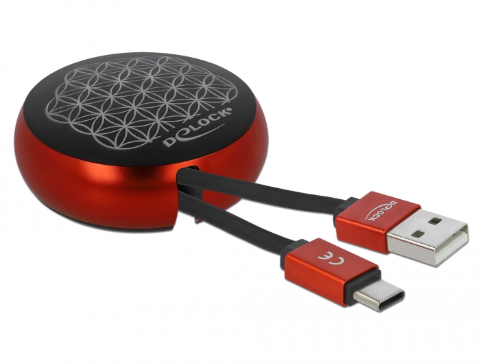 Delock Products 85819 Delock USB Retractable Cable Type-A to USB-C™ black /  red