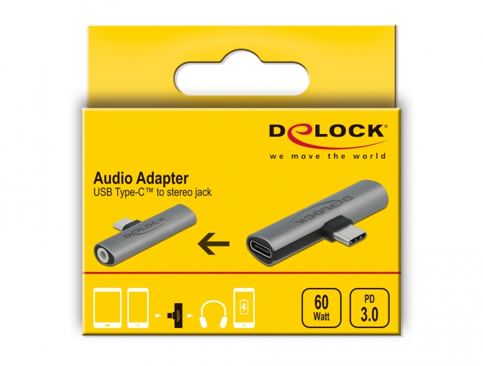 Delock Adaptateur USB Câble plat FPC Connecteur USB C - Jack 3,5 mm