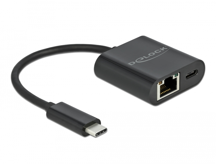 Delock Produkte 66644 Delock USB Type-C™ Adapter zu Gigabit LAN 10/100/1000  Mbps mit Power Delivery Anschluss schwarz