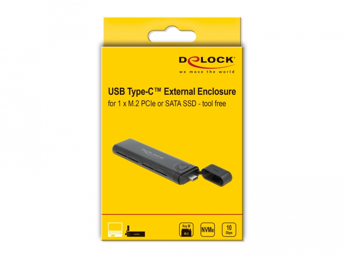 Delock Products 42635 Delock External USB Type-C™ Combo Enclosure for M.2  NVMe PCIe or SATA SSD - tool free