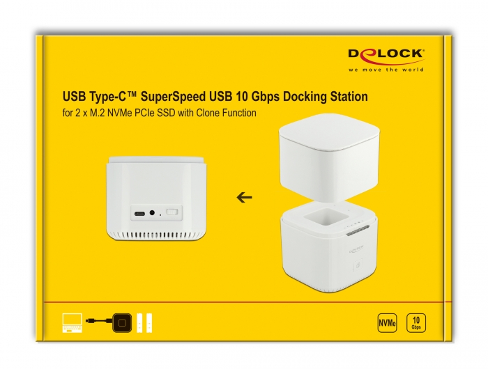 Delock Products 63331 Delock M.2 Docking Station for 2 x M.2 NVMe PCIe SSD  with Clone function