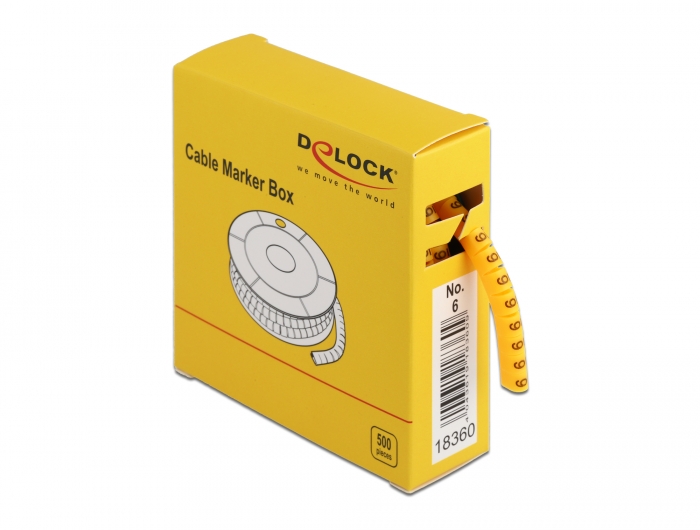Delock Products 18360 Delock Cable Marker Box, No. 6, yellow, 500 pieces
