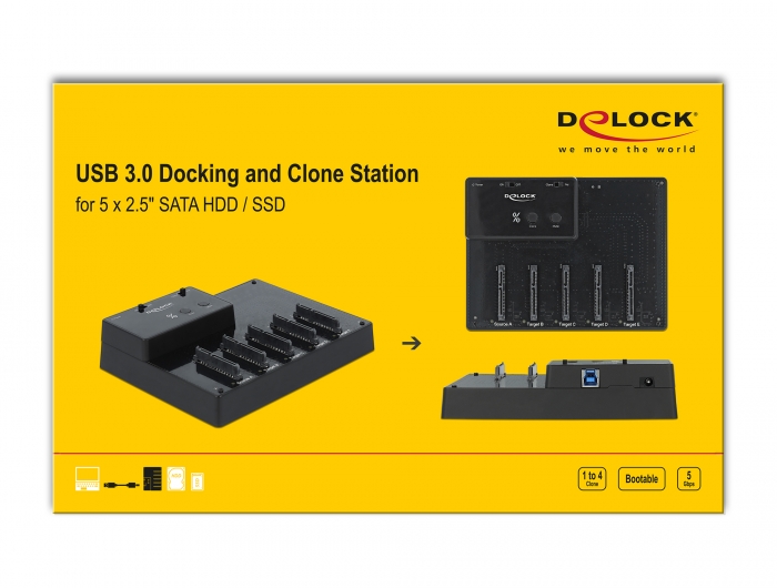 Delock Products 64098 Delock USB 3.0 Clone Station for 5 x 2.5″ SATA HDD /